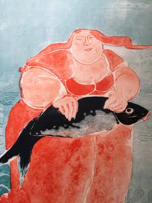 Ada Breedveld - Vrouw met Vis , 17/100. (laatste exemplaar !) verkocht voor € 50!