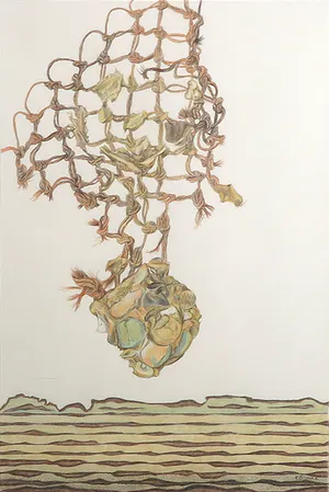 Pauline Braat - Potloodtekening, Strandvondst - Ingelijst kopen? Bied vanaf 1!