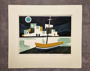 Gijs van Koppenhagen - Nieuwe Haagse school - volle maan aan de kust - zeer kleine oplage (1/25) kopen? Bied vanaf 58!