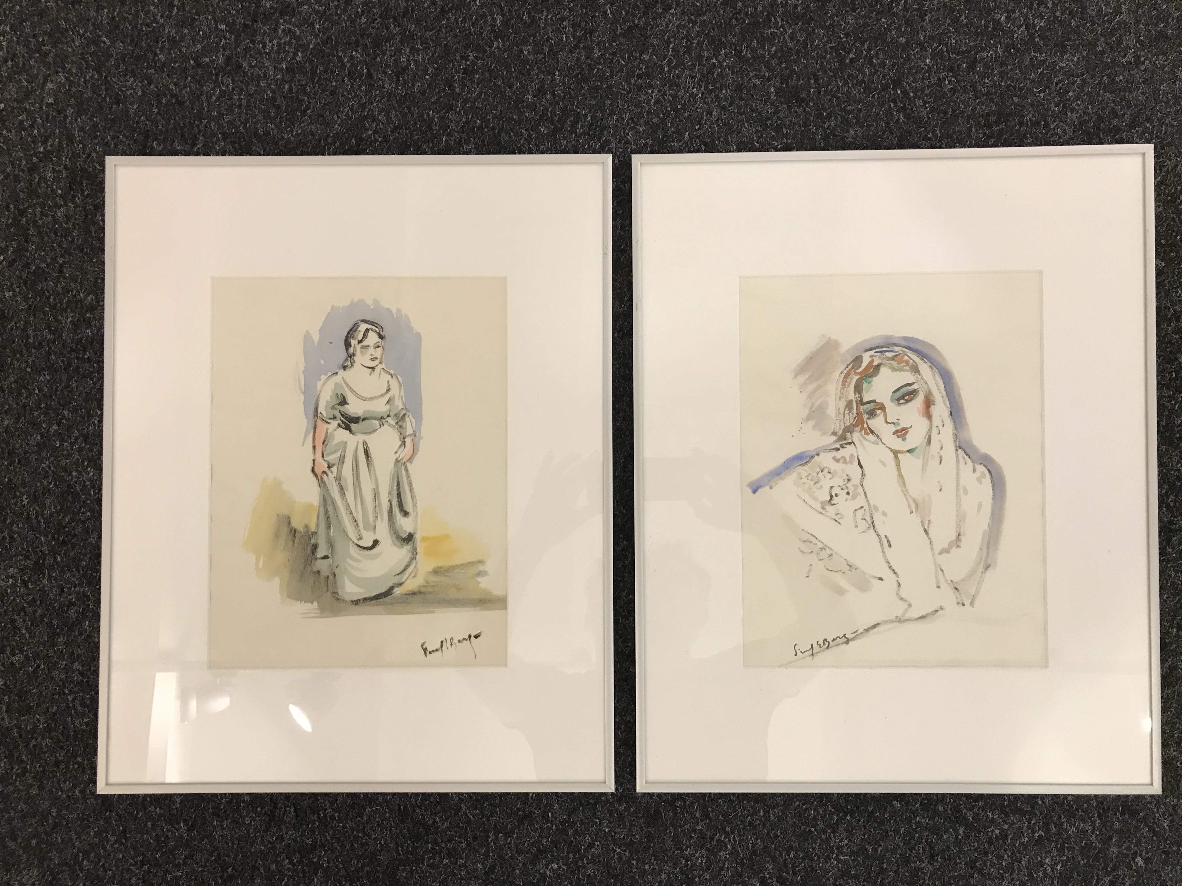 Freek van den Berg - 2 x Aquarel met lijst. kopen? Bied vanaf 199!