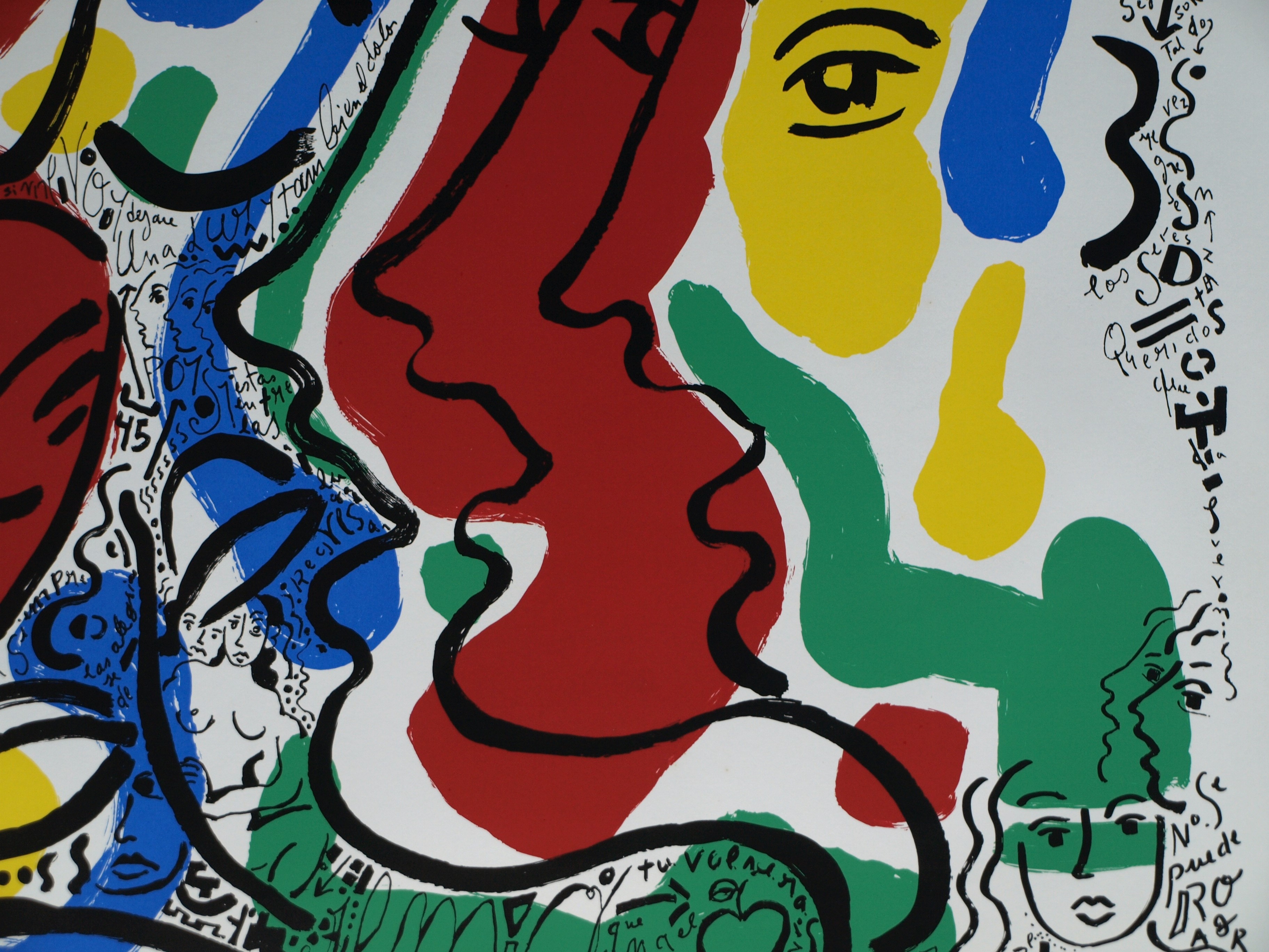 Niet of onleesbaar gesigneerd - Zeefdruk , Zonder titel - gesigneerd & ingelijst - GROOT kopen? Bied vanaf 1!