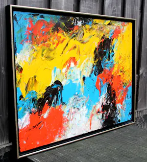 Jan van Ginneke - olieverf op board: compositie kopen? Bied vanaf 775!