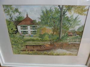 Jan van Bragt - Aquarel , landhuis met een roeiboot. kopen? Bied vanaf 20!