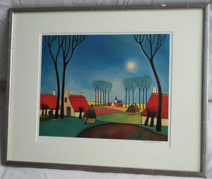 Toon Tieland - Handgesigneerde prent , “Volle Maan” - ingelijst – ca 1990 kopen? Bied vanaf 1!