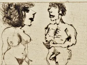 Theo Beerendonk - Expliciete 1970 Epr. d'Art. droge naald Ets "ontmoeting" - potloodgesigneerd kopen? Bied vanaf 28!