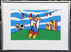 Herman Brood - Wasdag, zeefdruk (mooi ingelijst, groot) kopen? Bied vanaf 350!