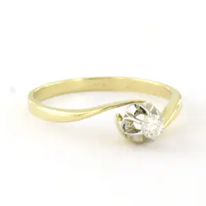 14k bicolour gouden solitair ring met briljant geslepen diamant tot. 0.10ct kopen? Bied vanaf 260!