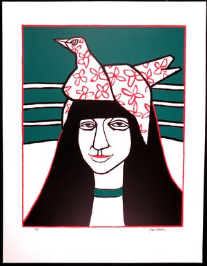 Hans Almekinders - Zeefdruk, Vrouw met Vogelhoed kopen? Bied vanaf 1!