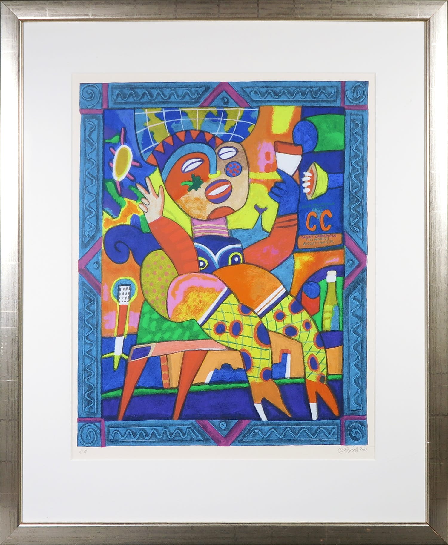 Clemens Briels - Zeefdruk, Candy Caramelo: the worlds biggest showgirl - Ingelijst (Groot) verkocht voor € 150!