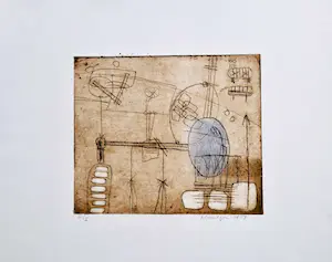Jan Montyn - Bijzonder! 1959 - Unica (1/1) reliëf Ets/aquatint "Labyrinth" - GROOT! kopen? Bied vanaf 70!