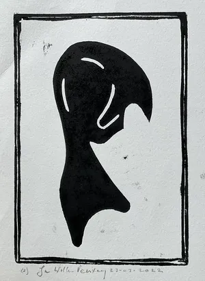 Jan Willem Versteeg - Female profile silhouette. ( houtsnede ) kopen? Bied vanaf 1!