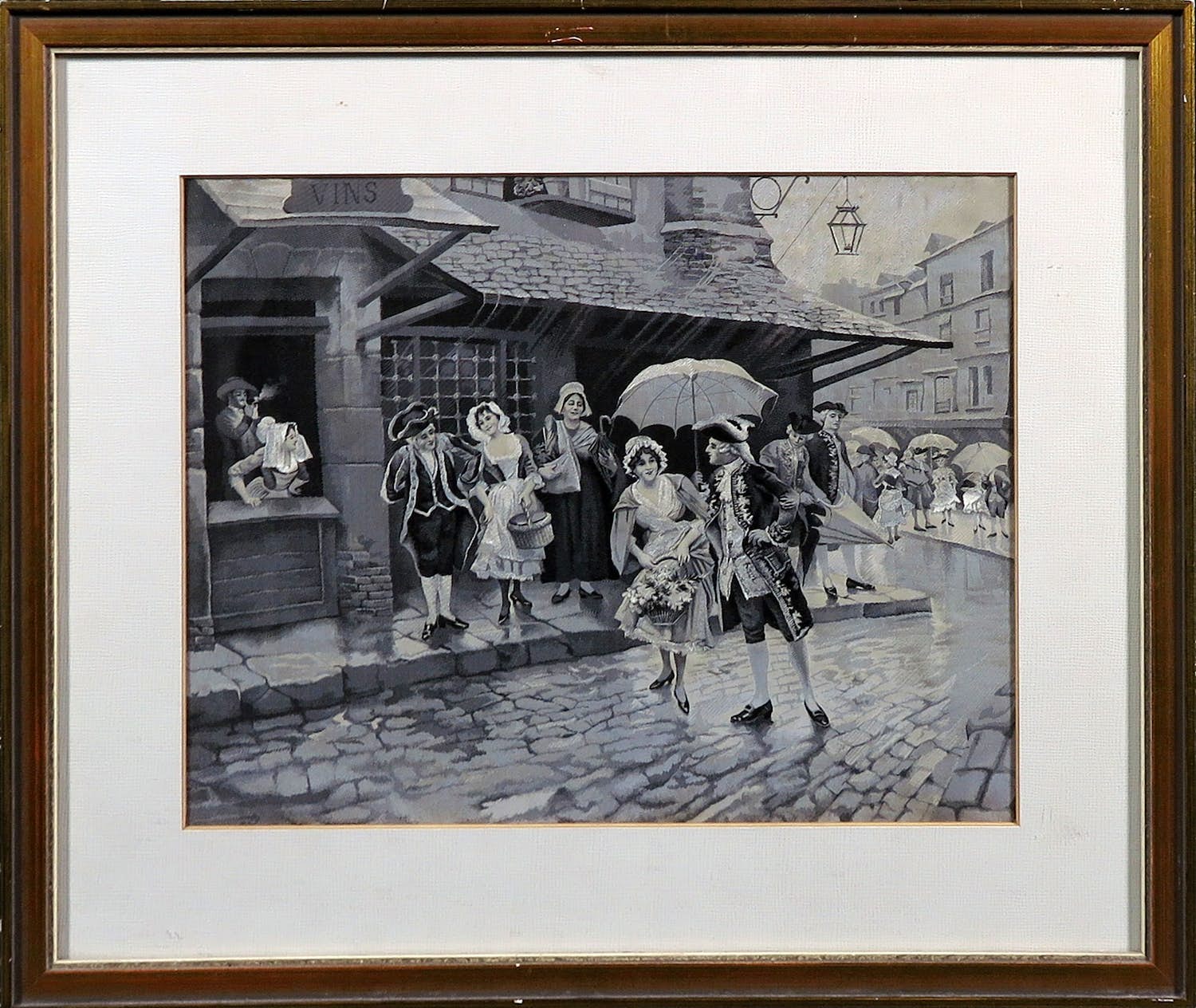 Niet of onleesbaar gesigneerd - Vrolijk tafereel gedrukt op zijde kopen? Bied vanaf 1!