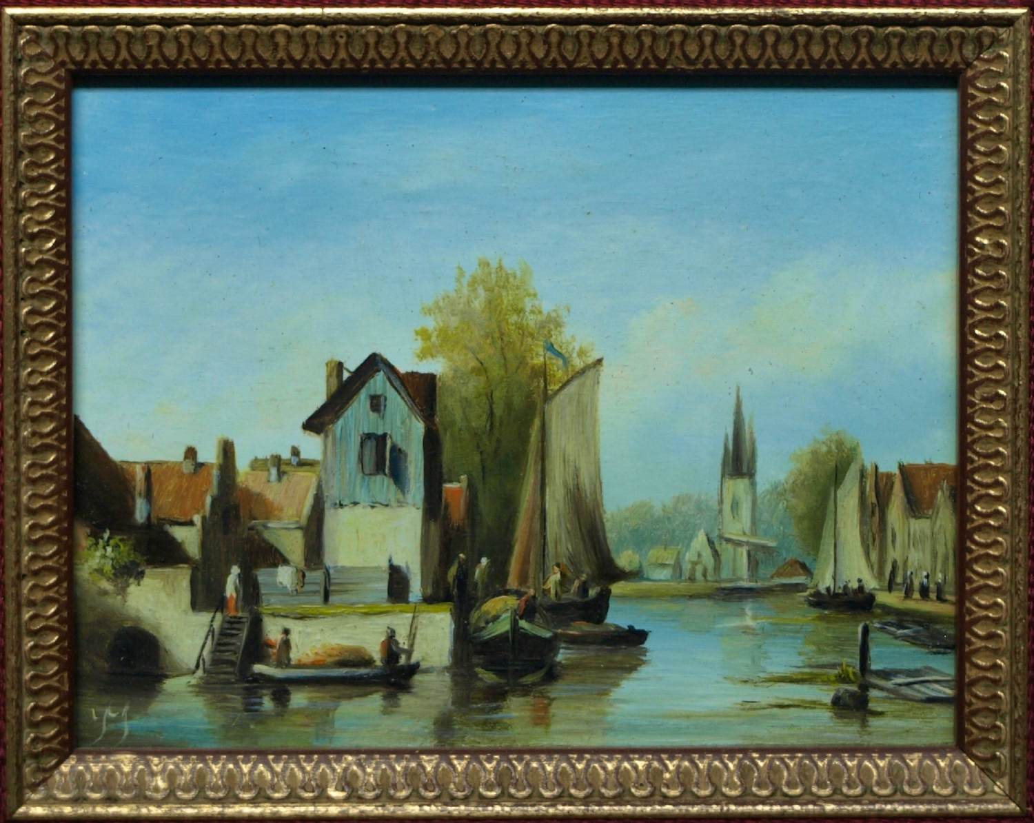 Jens Joppe - Miniatuurschilderij “Dorpje” , olieverf op panneel - ingelijst – 7 x 9 cm. kopen? Bied vanaf 100!