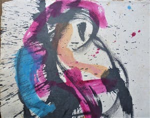 Anton Heyboer - 2 Vrouwen .Mooie krachtige kleurrijke schildering en aparte voorstelling . kopen? Bied vanaf 325!