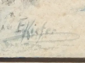 Ernst Kiefer - 1930s AQUAREL SCHILDERIJ 1898-1967 ONDERGESNEEUWD DORP GESIGNEERD INGELIJST kopen? Bied vanaf 45!