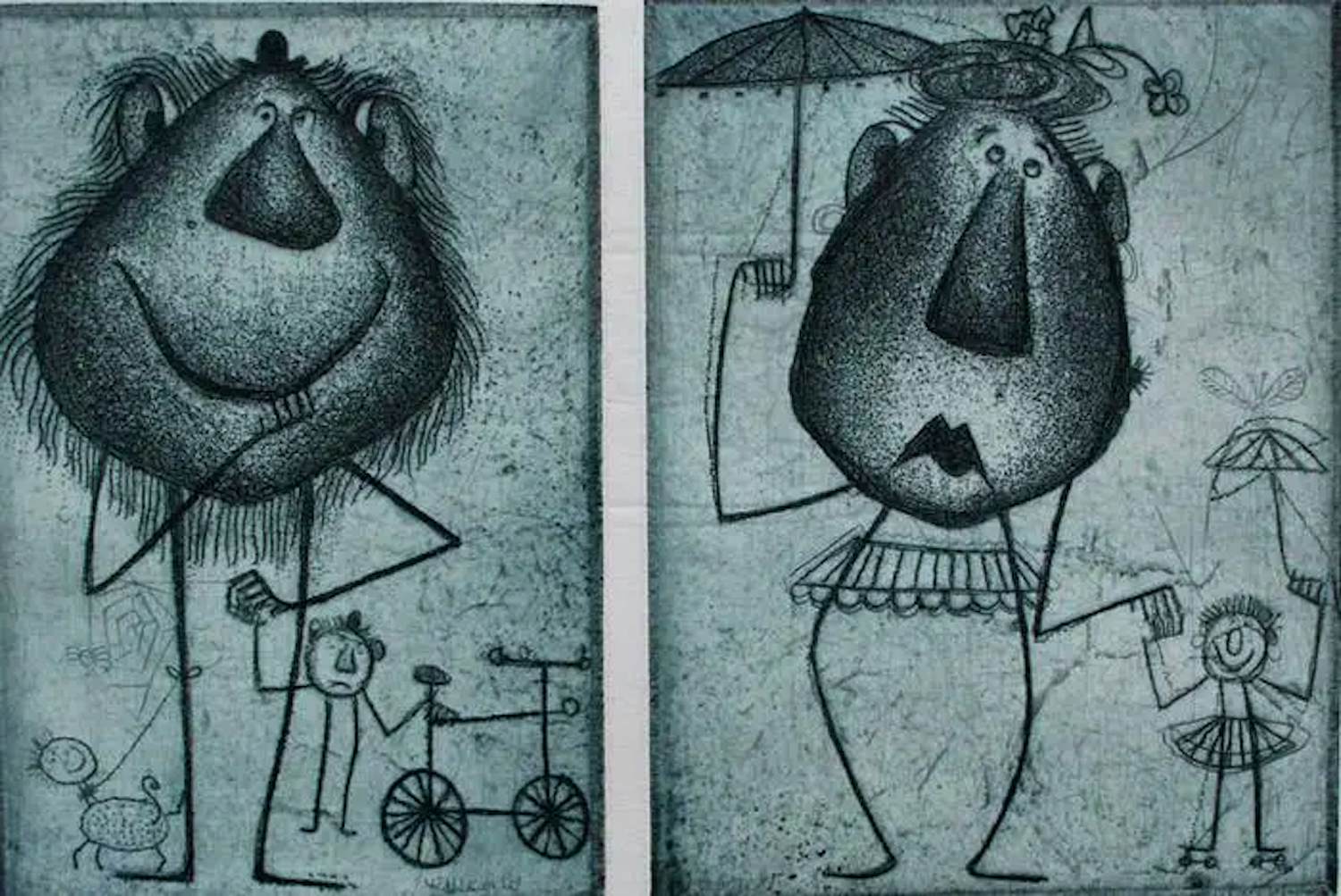 Willem Westbroek - 2 etsen op 1 blad: "voor Joop" kopen? Bied vanaf 39!