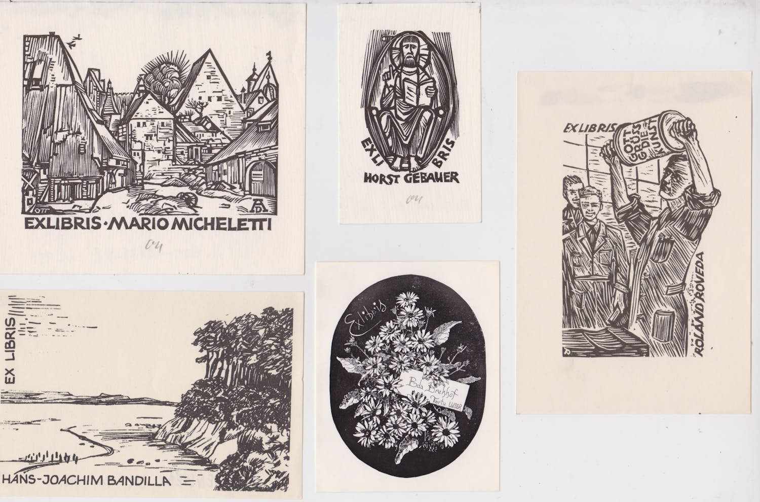 Herbert Ott - e.a: Vijf houtsnedes Duitse kunstenaars: Diverse voorstellingen kopen? Bied vanaf 25!