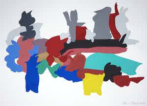 Henri Plaat - Gouache op papier, Zonder titel (groot) verkocht voor € 1!