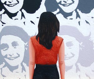 Gerard Boersma - Anne Frank (Vrouw kijkend naar portret van Anne Frank) kopen? Bied vanaf 200!