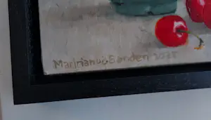 Marian van der Sanden - 2x stilleven Schaaltje kersen en schaaltje peren kopen? Bied vanaf 320!