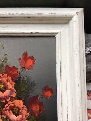 Niet of onleesbaar gesigneerd - Pot rode bloemen kopen? Bied vanaf 1!