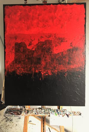 John Foppen - Symphony In Red Plus......#K03.XL. GROOT. kopen? Bied vanaf 165!