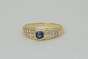2522 - mooie 18 krt goud & 0.35ct diamanten ring - met 0.40ct saffier! kopen? Bied vanaf 270!