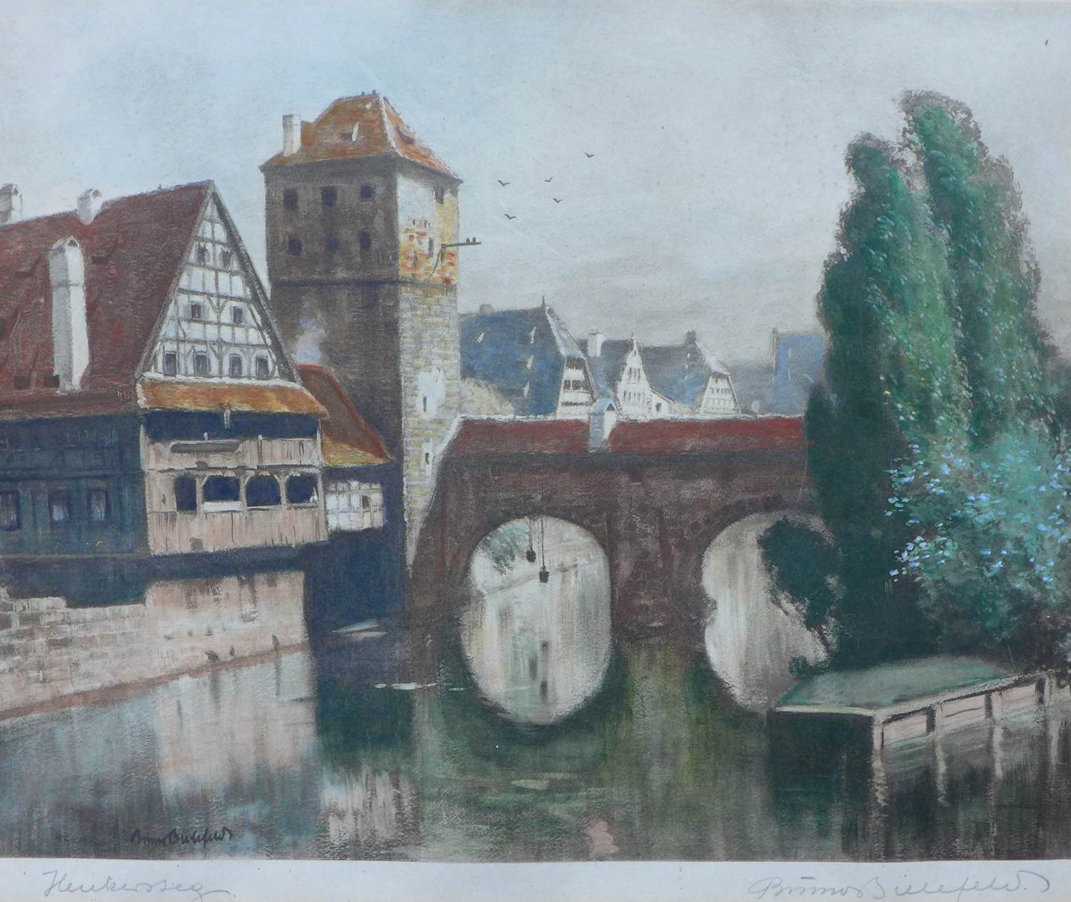 Bruno Bielefeld - Henkersteg (Beulbrug) in Neurenberg - gesigneerd kopen? Bied vanaf 35!