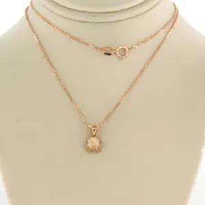 14k gouden collier en solitair hanger met Bolsjewiek geslepen diamant tot.0.19ct kopen? Bied vanaf 260!