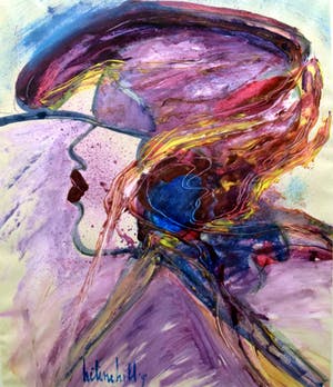 Helene Hill - Kiss, 1991 - Acrylverf op papier kopen? Bied vanaf 30!