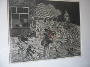 Wim Worm - Ets. Titel, "Palm Pasen", uit 1969. kopen? Bied vanaf 35!