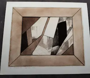 Ton van Os - Grote geometrische - eigen druk - kleuren Ets - IV - beperkte oplage (50) kopen? Bied vanaf 41!