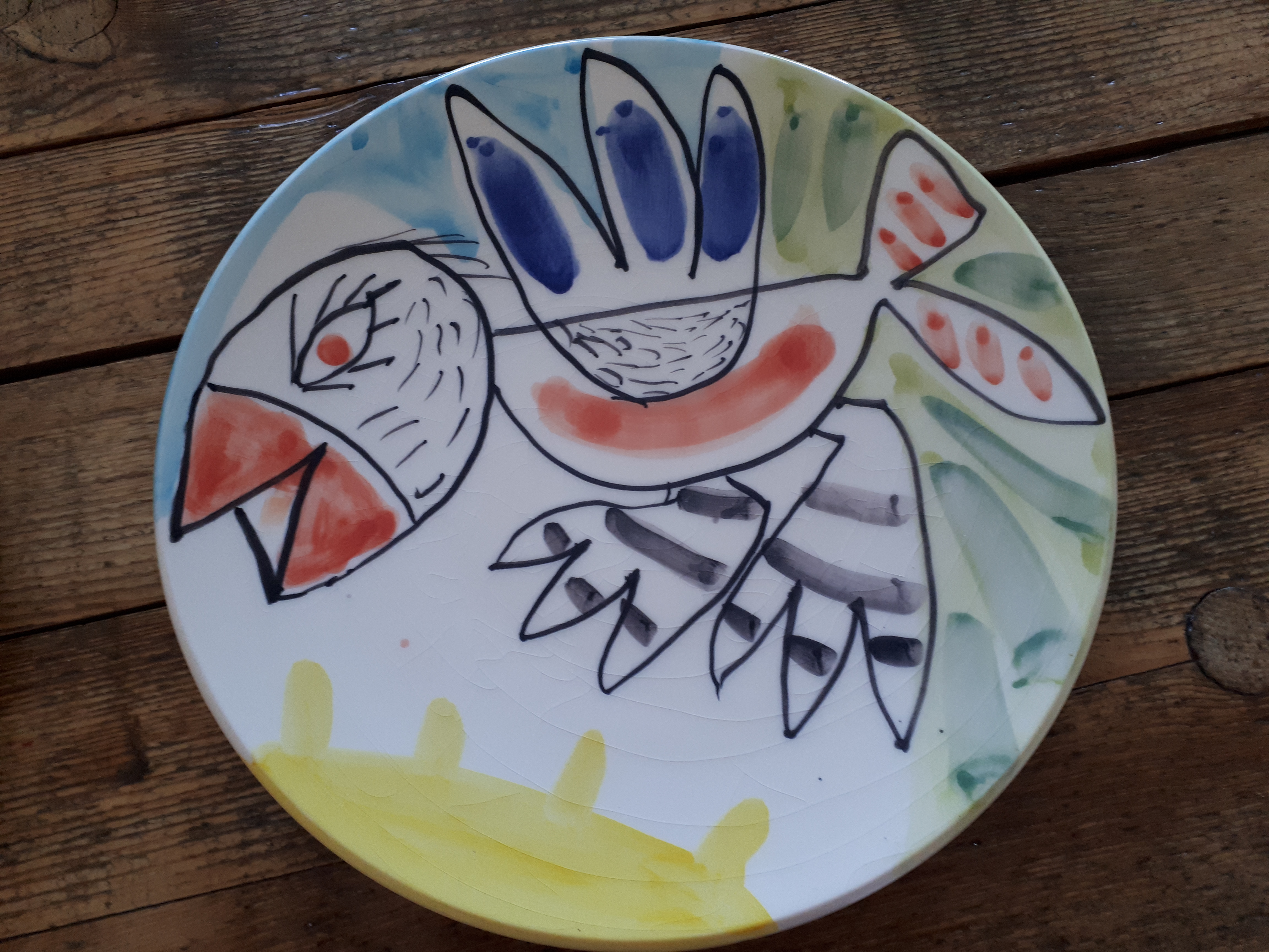 Niet of onleesbaar gesigneerd - 2 borden met vogelmotief -> zie foto's kopen? Bied vanaf 1!