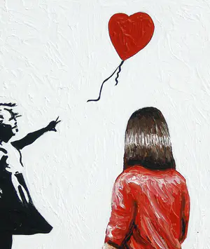Gerard Boersma - Balloon Girl (Vrouw kijkend naar schilderij van Banksy) kopen? Bied vanaf 75!