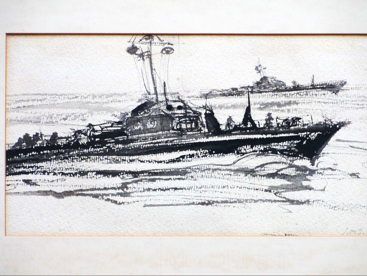 Wim Vaarzon Morel (jr.) - Mijnenveger - Penseeltekening kopen? Bied vanaf 1!