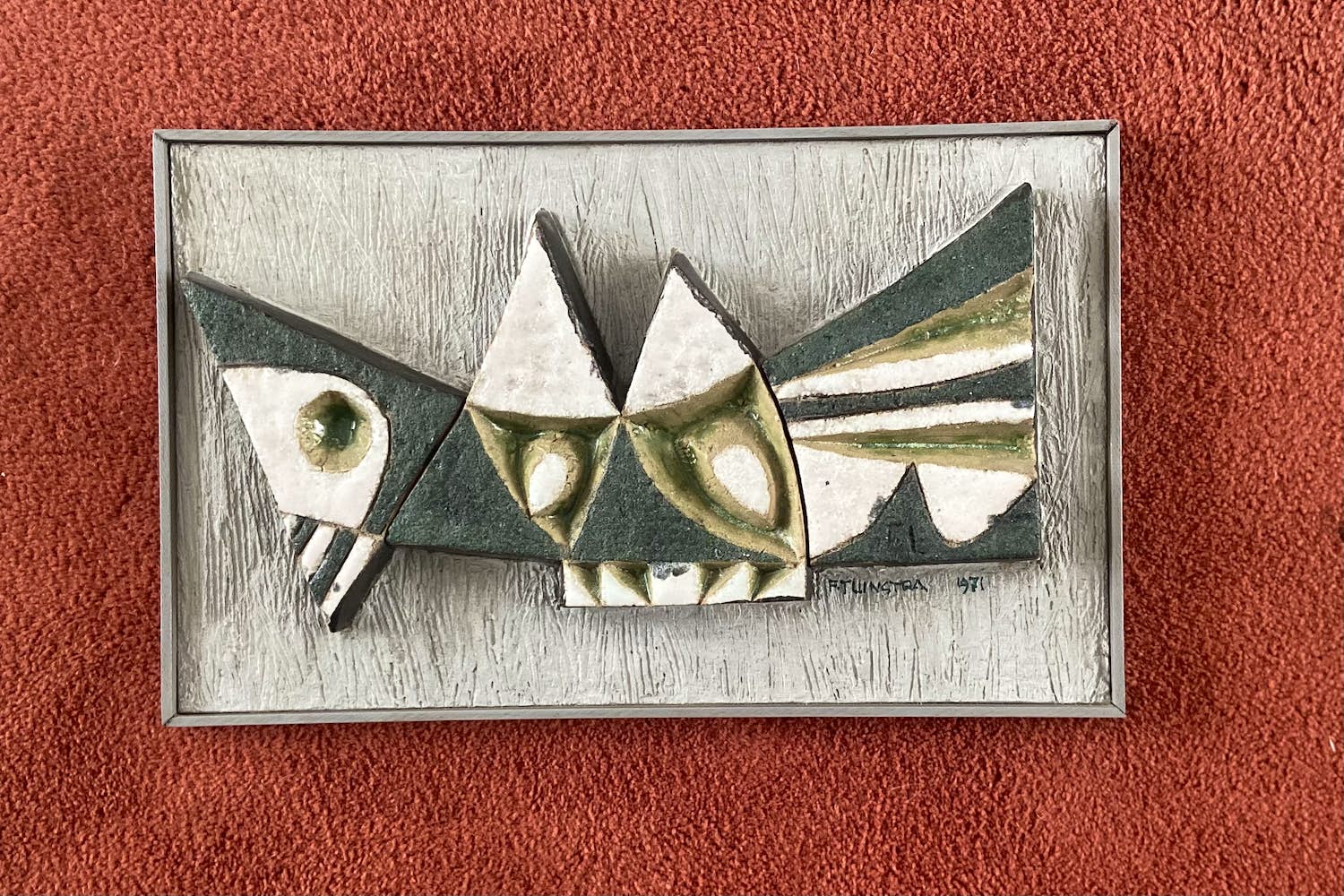 Frans Tuinstra - Abstract keramisch wand reliëf verkocht voor € 85!