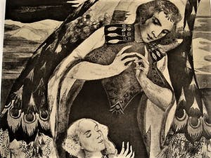 Femmy Schilt-Geesink - Mooie Lithografie "de Annunciatie" ontwerp voor glas in lood raam - 7 ex. kopen? Bied vanaf 27!