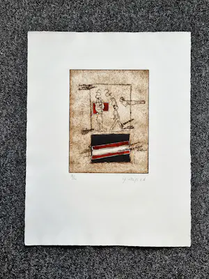 Adriaan Nette - kleuren ets & aquatint op dik papier uit 1975 - gesigneerd - oplage 13/60 - kopen? Bied vanaf 35!