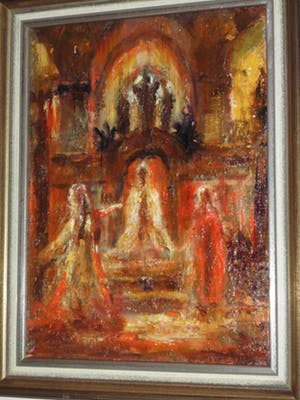 Peter Brouwer - Olieverfschilderij - Kerkintrieur kopen? Bied vanaf 95!