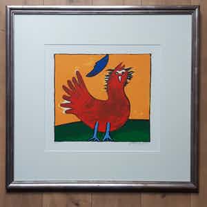 Corneille - " L'Oiseau Hollandais" . Perfect ingelijste zeefdruk van Corneille! verkocht voor € 220!