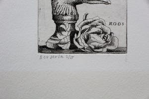 Herman Berserik - ets: eend/roos - oplage slechts 15 stuks kopen? Bied vanaf 60!