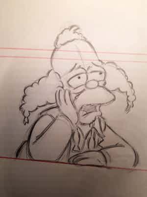 Matt Groening - originele productie tekening, The Simpsons, Krusty The Clown verkocht voor € 1!