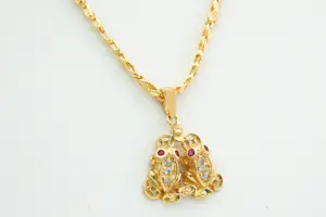 25 - Hoog gehalte (22 Krt) gouden fantasie collier met dubbele Kikker hanger kopen? Bied vanaf 790!