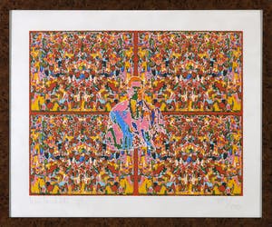 Henk van der Vet - Zeefdruk, Zonder titel - Ingelijst kopen? Bied vanaf 35!