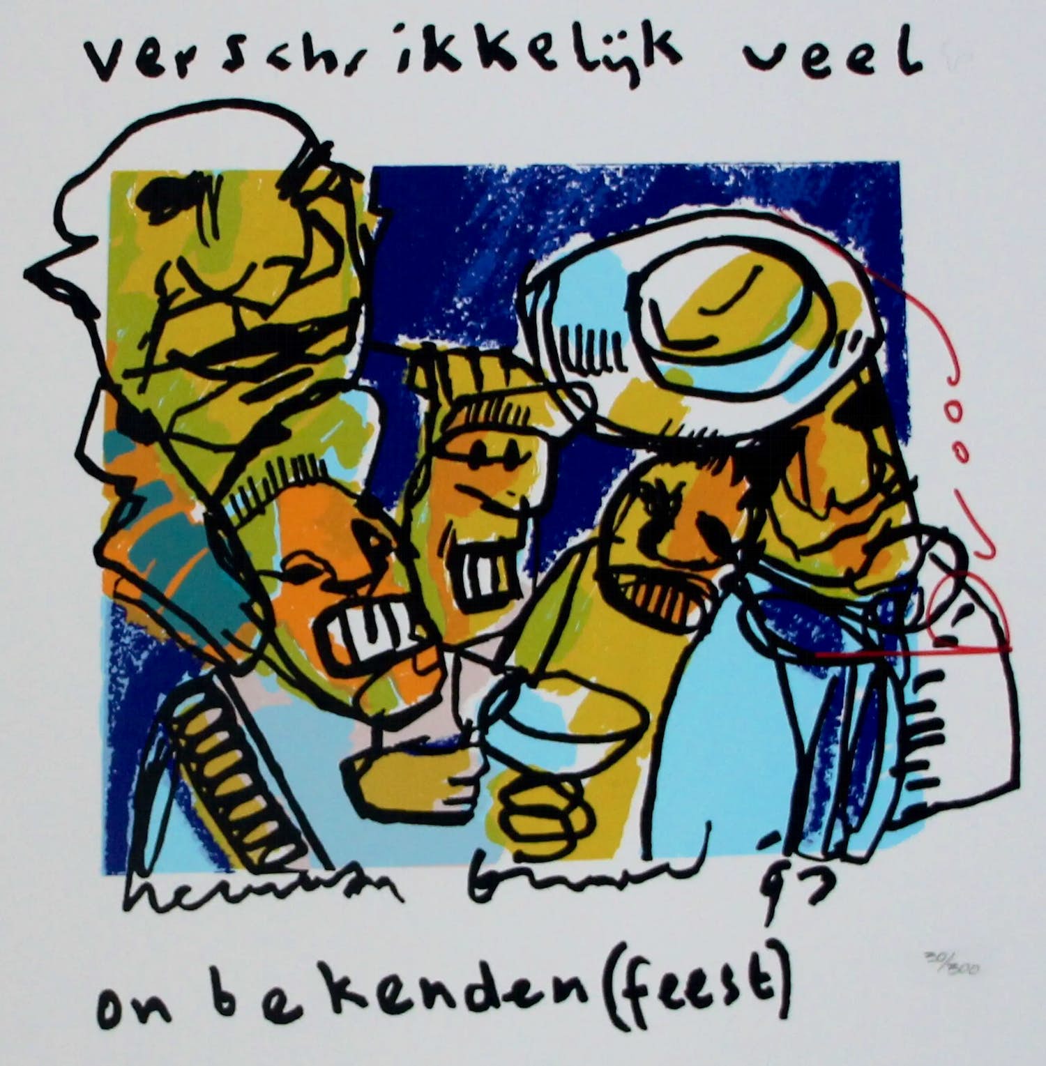 Herman Brood - Zeefdruk: Verschrikkelijk veel onbekenden(feest) - 1993 verkocht voor € 275!