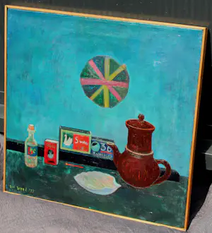 Dirk Breed - Ingelijste olieverf op doek: Knorrepotje - 1952 kopen? Bied vanaf 1000!