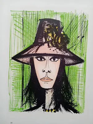 AcheterBernard Buffet - Kleurenlitho --FEMME avec CHAPEAU ROSE uit 1967? Enchérissez de 59!
