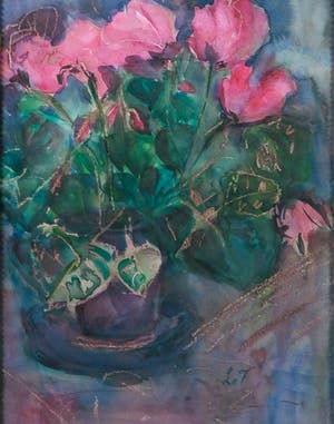 Henri Victor Le Fauconnier - Aquarel op papier, Cyclaam - Ingelijst kopen? Bied vanaf 250!