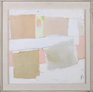 Helma Dietz - Collage op paneel, Abstracte compositie in wit en bruin - Ingelijst kaufen? Bieten Sie von 50!