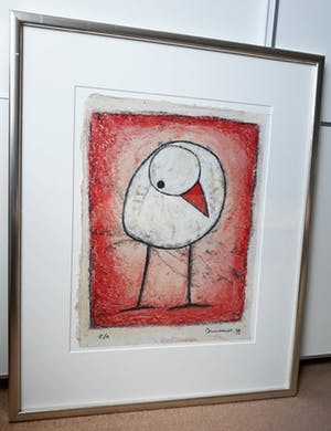 Hans Innemee - Ooievaarskuiken, zeefdruk (mooi ingelijst) kopen? Bied vanaf 195!